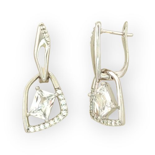 Zulinka ezüstszínű orvosi fém fülbevaló kristály díszítéssel