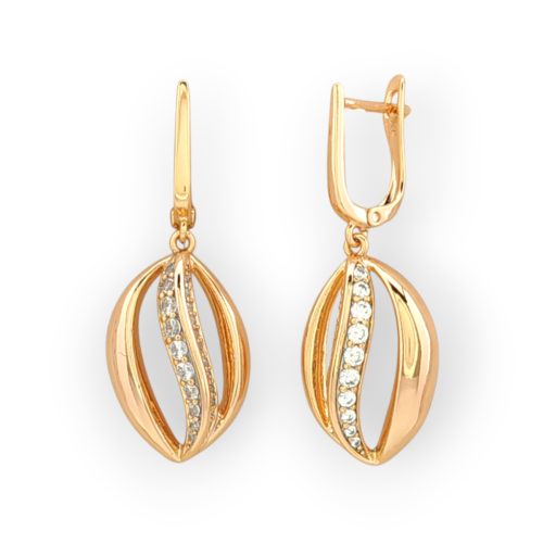 Tekla Gold aranyszínű orvosi fém fülbevaló kristály díszítéssel