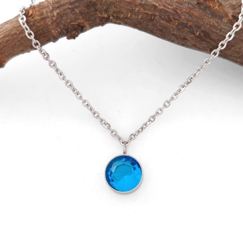 Bretta Blue ezüstszínű nemesacél nyaklánc égszínkék kristállyal