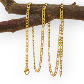   Agnetti aranysárga színű nemesacél figaro szemes nyaklánc