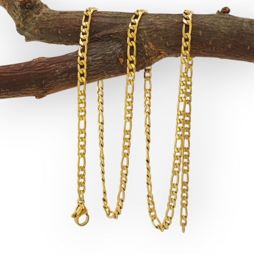 Agnetti aranysárga színű nemesacél figaro szemes nyaklánc