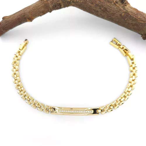 Amadil Gold aranysárga színű orvosi fém karkötő kristály díszítéssel