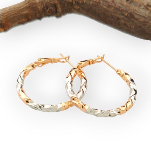 Aura arany-ezüstszínű orvosi fém csavart karika fülbevaló