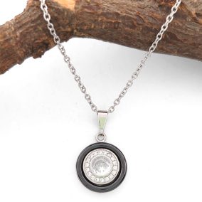 Dea Black fekete kerámia medál nemesacél nyaklánccal