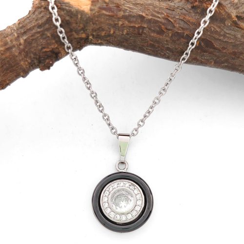 Dea Black fekete kerámia medál nemesacél nyaklánccal