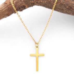   Lesztina Gold aranyszínű nemesacél nyaklánc kereszt medállal