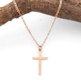   Lesztina rose gold színű nemesacél nyaklánc kereszt medállal