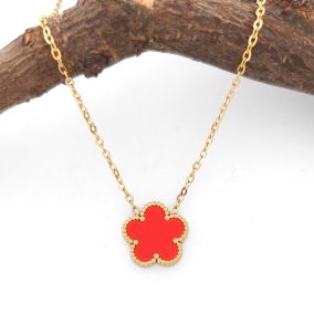 Sejla Red aranyszínű nemesacél nyaklánc virág medállal