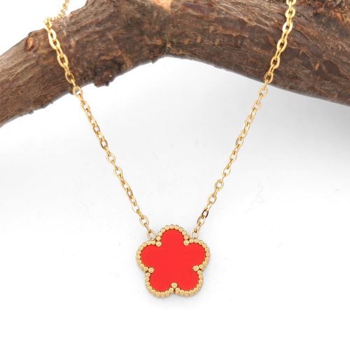 Sejla Red aranyszínű nemesacél nyaklánc virág medállal