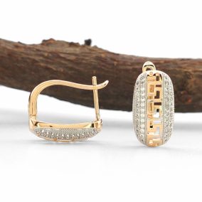   Greecy Gold aranyszínű orvosi fém fülbevaló fehér kristályokkal