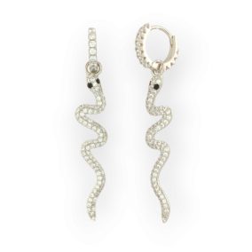 Snaky ezüstszínű orvosi fém lógós fülbevaló