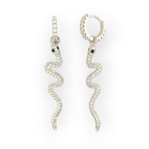 Snaky ezüstszínű orvosi fém lógós fülbevaló