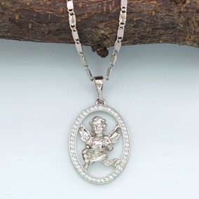 Angeli ezüstszínű orvosi fém medál