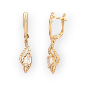 Orvosi fém aranyszínű függő fülbevaló (18K)